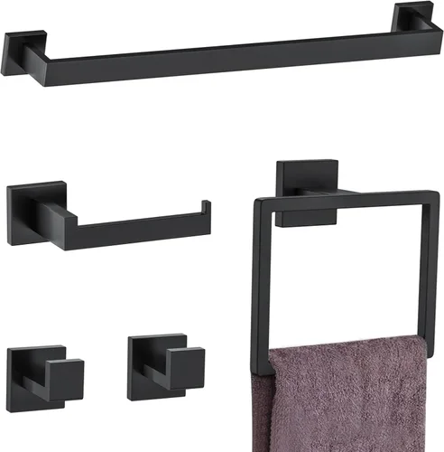 Vista 13 de Juego de accesorios de baño de 10 piezas en oro cepillado Juego de barra de toallas doradas, toallero/estante para baño, juego de accesorios de baño