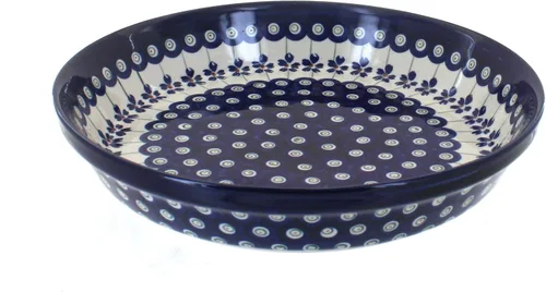 Vista 7 de Plato para pastel de tulipán azul de cerámica polaca de rosa azul