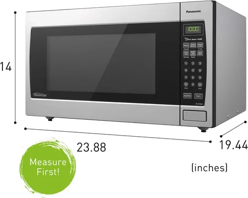 Vista 4 de Panasonic Horno de microondas NN-SN966S - Encimera de acero inoxidable/integrado con tecnología de inversor y sensor Genius, 2.2 pies cúbicos, 1250