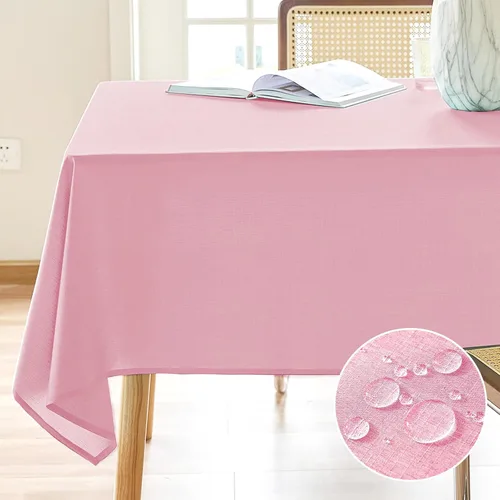 Vista 21 de AUSSPVOCT 2 manteles de lino texturizado para mesa rectangular, 52 x 70 pulgadas, mantel rectangular impermeable, lavable, tela para mesa