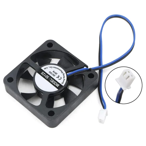 Vista 3 de Mini ventilador de refrigeración silencioso de 1.969 in x 1.969 in x 0.453 in, 2 pines CC, 12 V, 0.18 A, 6000 RPM, para impresora 3D, computadora