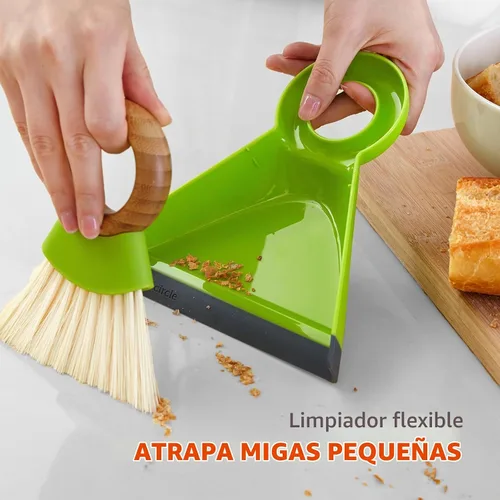 Vista 4 de Full Circle Tiny Team, Mini Cepillo Compacto y Juego de Recogedor, Escoba de Mano Portátil para Limpiezas Rápidas, Ideal para Hogar, Baño, Encimeras