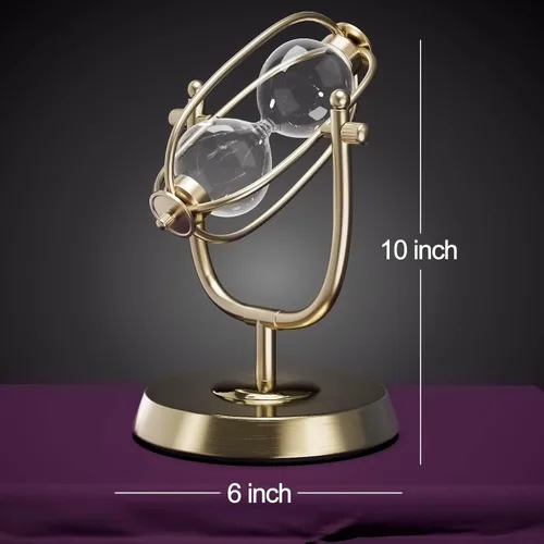 Vista 5 de SuLiao Empty Hourglass Fillable,10 Inch Large Brass Frame 360° Rotating DIY Sand Timer, Unity Hourglass for Wedding Ceremony Set, Antique Without