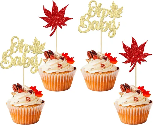 Vista 14 de Gyufise 24 decoraciones para cupcakes de otoño con texto en inglés "Miss to Mrs Cupcake Topper Champage Gold Fall Pumpkin Bride Shower Cake Toppers