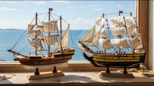 Vista 6 de Conjunto de 2 paquetes de modelos de barcos de madera de SAILINGSTORY, modelo de barco de vela para decoración Mayflower, Victory, 24.1 cm