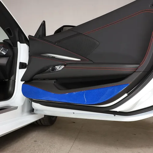 Vista 3 de Cubierta de protección contra patadas para puerta, protector de panel compatible con Corvette C8 Z06 2020-2025, decoración de fibra de carbono