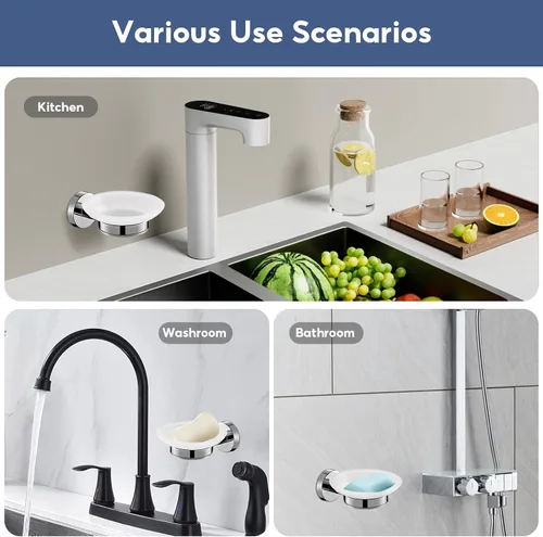 Vista 2 de Jabonera de pared para baño y cocina, acero inoxidable
