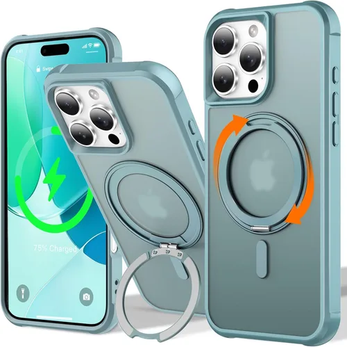 Vista 46 de UMIONE - Funda con diseño de anillo magnético giratorio de 360° para iPhone 11, soporte de bucle invisible integrado, compatible con Magsafe, funda