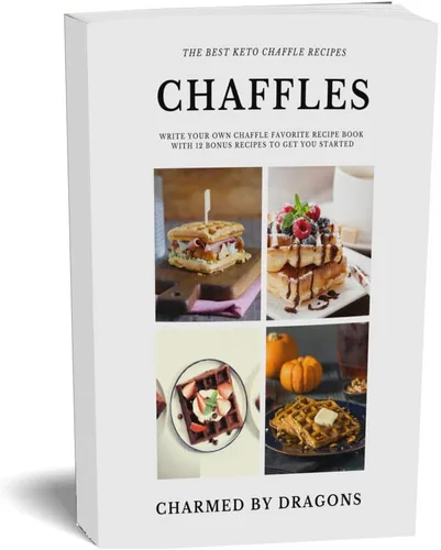 Vista 4 de Dash Mini Waffle Iron de 4 pulgadas con el mejor libro de recetas de chafle Keto y diario de Charmed By Dragons (4 pulgadas mini corazón rojo)