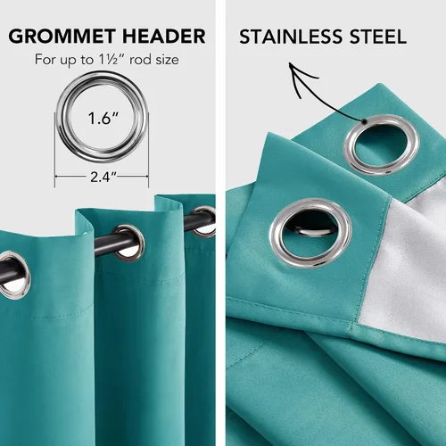 Vista 6 de Deconovo Cortinas opacas para dormitorio, con aislamiento térmico, unicolor, con ojales, bloqueo de calor, oscurecimiento de habitación, cortinas