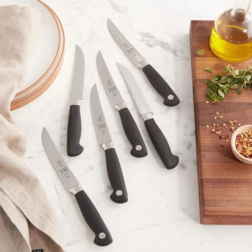 Vista 5 de Mercer Culinary Genesis - Juego de cuchillos para carne, borde liso, alto carbono, 5 pulgadas