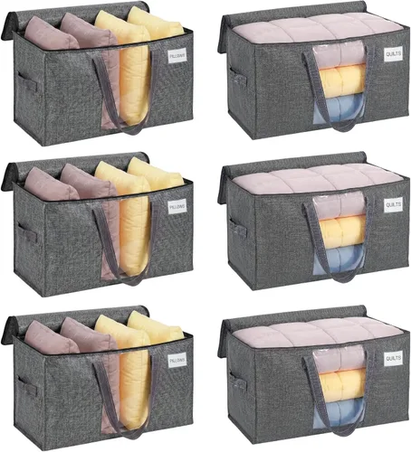 Vista 11 de VENO Paquete de 6 bolsas de mudanza resistentes, bolsas de almacenamiento de ropa y edredón con ventana transparente, suministros de embalaje Raya