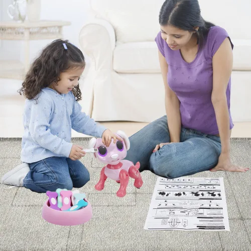Vista 4 de BIRANCO. Perro Robot con Control Remoto y Detección de Gestos - Juguete Robot Mascota Cachorro Rosa Inteligente que Camina y Ladra, Interactivo