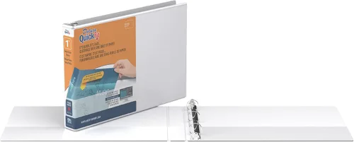 Vista 2 de QuickFit Landscape - Carpeta de 3 anillos redondos, resistente de 8 1/2 x 11 x 1 pulgadas, paquete de 4, color blanco