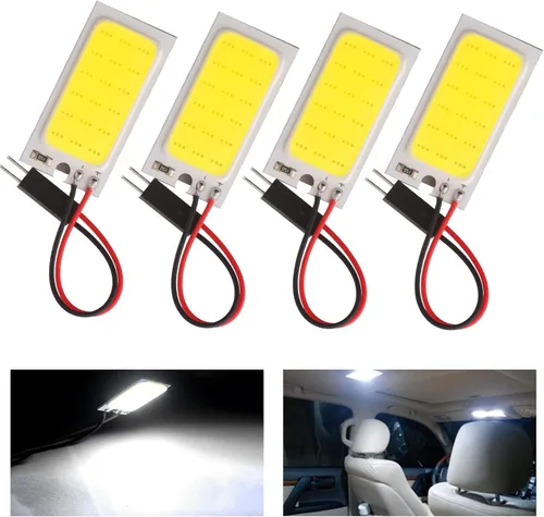 Vista 9 de YM E-Bright Bombilla de luz de panel LED con cúpula, luces interiores LED para camiones, Super Azul Hielo COB 24-SMD Auto Cúpula mapa de lectura