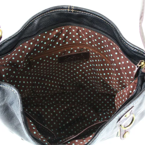Vista 4 de Chala Bolsos de mano, estilo casual, suave, con hombro grande o bolso cruzado con llavero, color azul marino, Búho