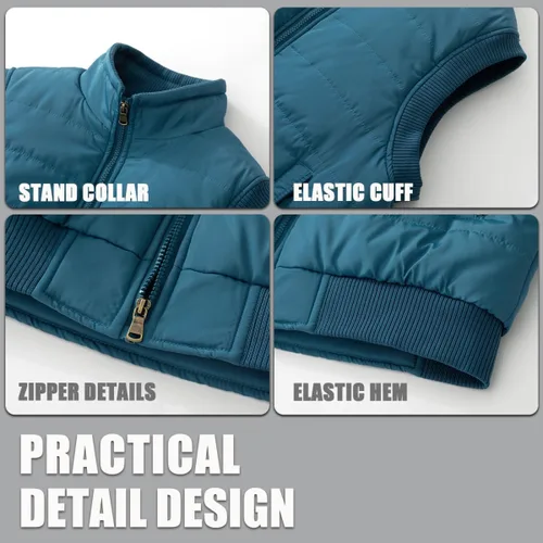 Vista 16 de Msmsse Chalecos de invierno para hombre, con forro polar, acolchado, casual, sin mangas