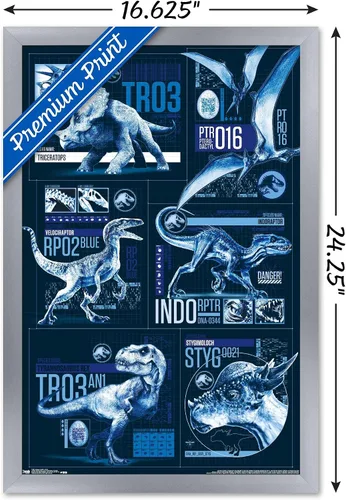 Vista 34 de Trends International Jurassic World: Fallen Kingdom - Póster de pared con cuadrícula, 14.725 x 22.375 pulgadas, versión enmarcada de madera