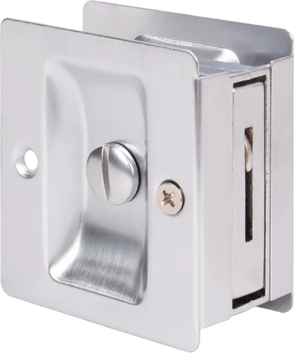 Vista 12 de Stone Harbor Hardware Cerradura de puerta de bolsillo cuadrado premium, función de privacidad, latón antiguo