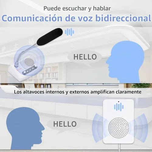 Vista 3 de DESHUN Intercomunicador de ventana DS-989, sistema de altavoces de ventana dúplex completo, altavoz, sistema de intercomunicación para negocios