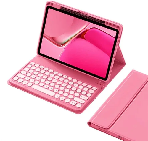 Vista 5 de Bonita funda de teclado compatible con iPad de 9ª, 8ª, 7ª generación de 10.2 pulgadas, Air 3ª generación/Pro de 10.5 pulgadas, funda de teclado rojo