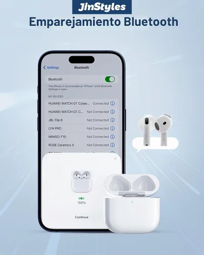 Vista 7 de Funda de carga de repuesto compatible con AirPods 4/5, cargador inalámbrico USB-C con botón de sincronización de emparejamiento Bluetooth, batería