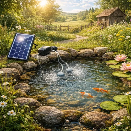 Vista 2 de Andoer Oxigenador de estanque alimentado por energía solar, bomba de oxígeno solar, bomba de aire de oxígeno para acuario, aireador de pesca