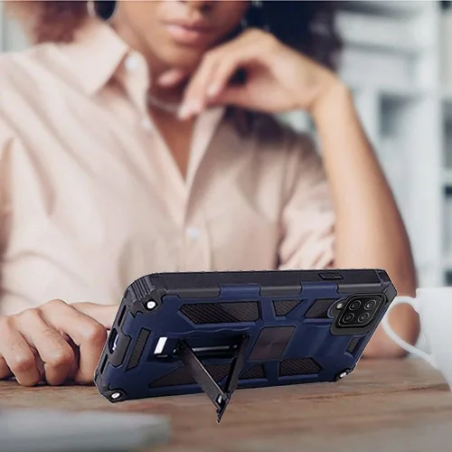 Vista 6 de Funda magnética diseñada para Samsung Galaxy A42 5G con cristal templado, absorción a prueba de golpes, antiarañazos, resistente y duradera