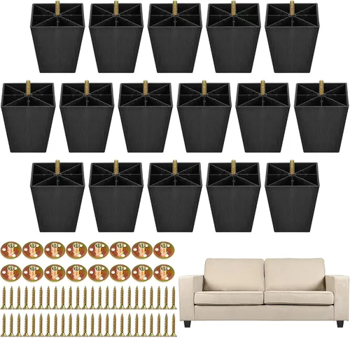 Vista 9 de TURSTIN Paquete de 8 patas cuadradas de plástico para sofá de 2 pulgadas, patas cuadradas para sofás, sillas, color negro