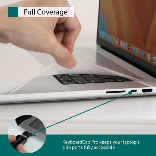 Vista 4 de GOS Keyboard Cap Pro para MacBook Pro de 13" [2 unidades] – Película patentada de 0.001 in de cobertura completa con soporte Touch ID sin perforar