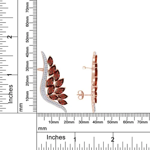 Vista 5 de Pendientes de oruga de oreja de talla marquesa de 6,40 quilates en oro rosa de 14 quilates sobre plata de ley