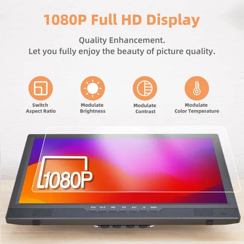 Vista 7 de NORTHING Televisor portátil de 19.2 pulgadas con antena, televisor pequeño LED de 1080P con entrada HDMI/entrada /AV/puerto USB, monitor portátil