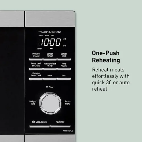 Vista 13 de Panasonic Horno de microondas, 1,3 pies cúbicos 1100W de encimera con sensor Genius de cocción y descongelamiento automático - NN-SD67LS