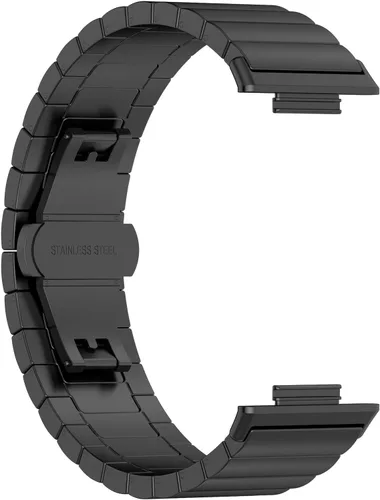 Vista 8 de FitTurn Correas compatibles con Huawei Watch Fit 2 Smartwatch de acero inoxidable sólido correa de eslabones de metal ajustable accesorios para Negro