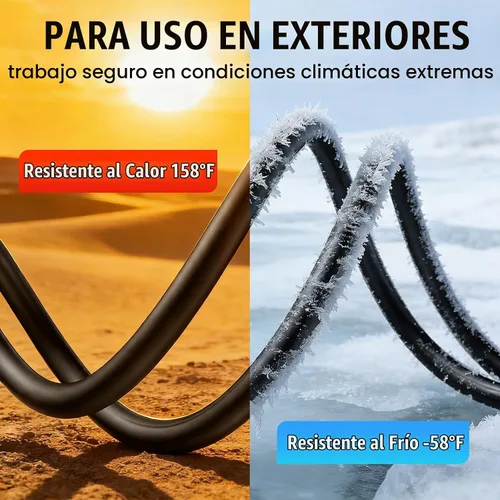 Vista 6 de Cable de extensión para exteriores calibre 12/3, 50 pies, resistente al Negro