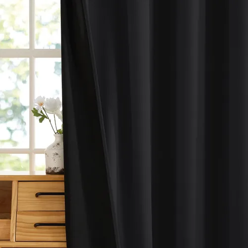 Vista 6 de RYB HOME Cortinas 100% opacas de 63 pulgadas de largo, cortinas de ventana de eficiencia energética y reducción de ruido para dormitorio, sala