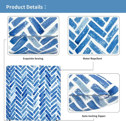 Vista 4 de Juego de 2 fundas cuadradas de 16 x 16 pulgadas para cojín de exteriores, fundas decorativas modernas para cojín de respaldo para muebles de patio