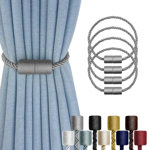 Vista 17 de Paquete de 2 alzapaños magnéticos fuertes para cortinas para exteriores, alzapaños decorativos modernos, hechos a mano, sujetadores decorativos