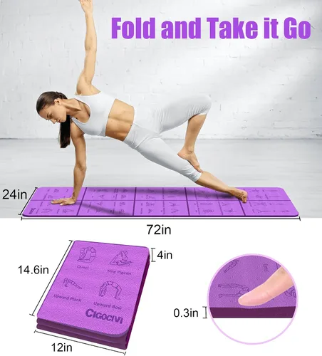 Vista 8 de Tapete de yoga plegable y grueso con posturas de asanas, regalo de Navidad para esposas y niñas, antideslizante de 0.315 pulgadas de grosor