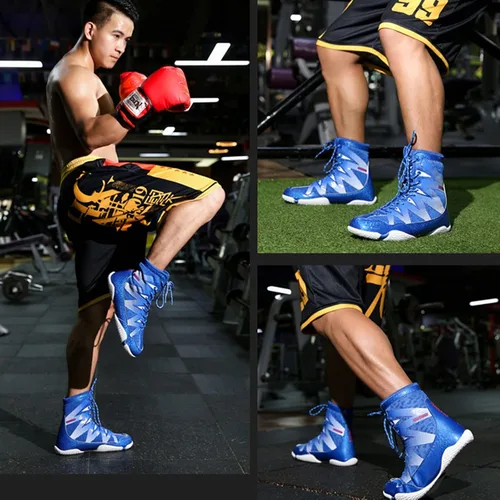 Vista 5 de AIRFUL Zapatos de boxeo para hombre, zapatos de lucha libre para adolescentes, Muay Thai, kickboxing, boxeadores, tenis de artes marciales