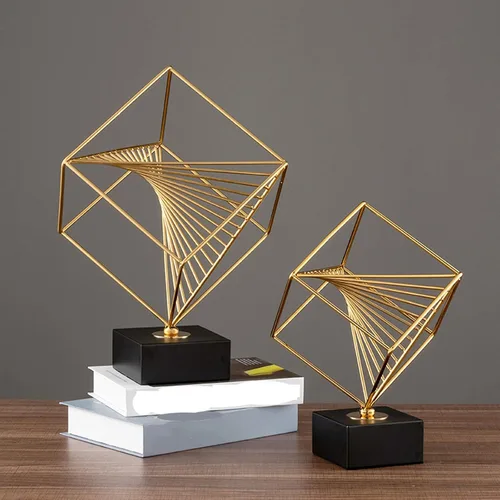 Vista 4 de Chinese feng Shui Statue Sculpture Golden Hollow Square Piano Ornaments Made of Alloy Material，Decor Ornaments for Home Bathroom Room Bedroom