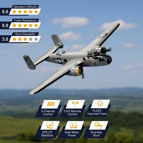 Vista 2 de B-25 2.4GHz 3CH EPP Foam RC Avión con estabilización giroscópica