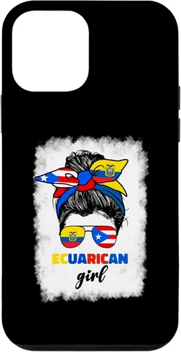 Vista 16 de Funda para iPhone 16, mitad ecuatoriana y puertorriqueña Rico Ecuador Flag Girl Mix