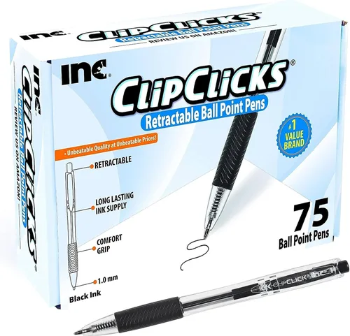 Vista 10 de Inc. ClipClicks - Bolígrafos retráctiles, juego de bolígrafos de punta media de 0.039 pulgadas con agarre cómodo para escuela, oficina, escritura
