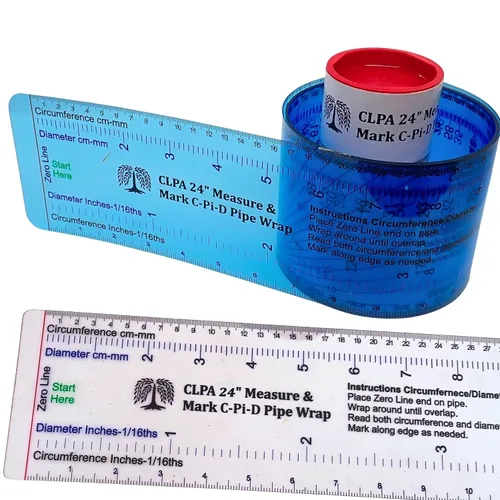Vista 9 de Medida de 6" de diámetro y marca C-Pi-D Envoltura alrededor de tubo - Una herramienta de medición y marcado de tubos, y guía de corte de tubos.