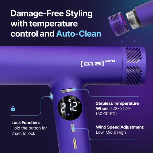 Vista 4 de 818 Pro Salon - Juego de secador y alisador de pelo 110000 RPM de alta velocidad iónico XCell ultraligero con difusor Plancha y rizador de pelo