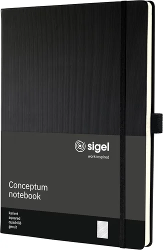 Vista 21 de Sigel CO116 Notebook CONCEPTUM®, negro, Tapa dura, forrado, tamaño A4+, con numerosas características