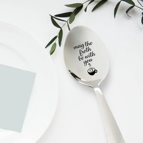 Vista 5 de May The Froth Be With You - Cuchara grabada de regalo Regalo para los amantes Regalo para adolescentes, niñas y niños, regalos de cumpleaños