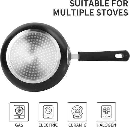 Vista 5 de Juego de sartén antiadherente, 3 piezas, compatible con inducción, 8 pulgadas, 9.5 pulgadas y 11 pulgadas