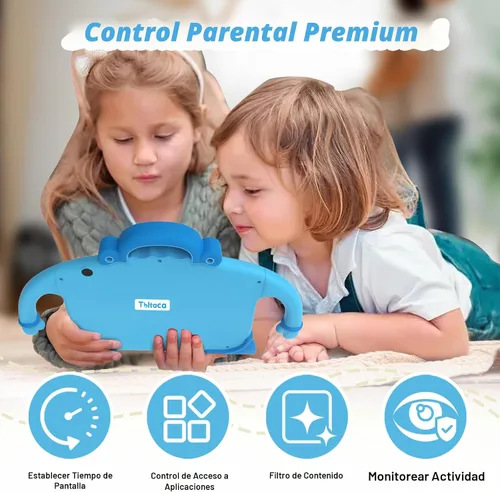 Vista 5 de Tableta para niños de 7 pulgadas para niños de 3 a 7 pulgadas con pantalla táctil ROM de 32 GB con funda WiFi de Youtube, tabletas Android para Azul